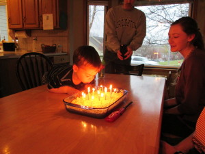 S had a little help blowing out his candles :)